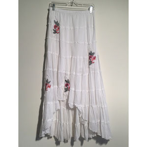 Boho hi/low white gauze cotton maxi skirt